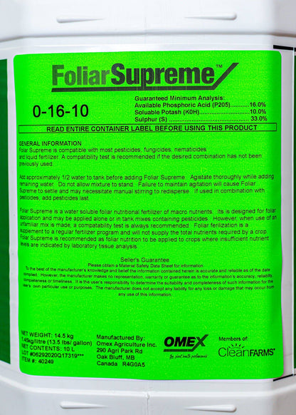 *Foliar Supreme (0-16-10 with 33% S)* - Growforge