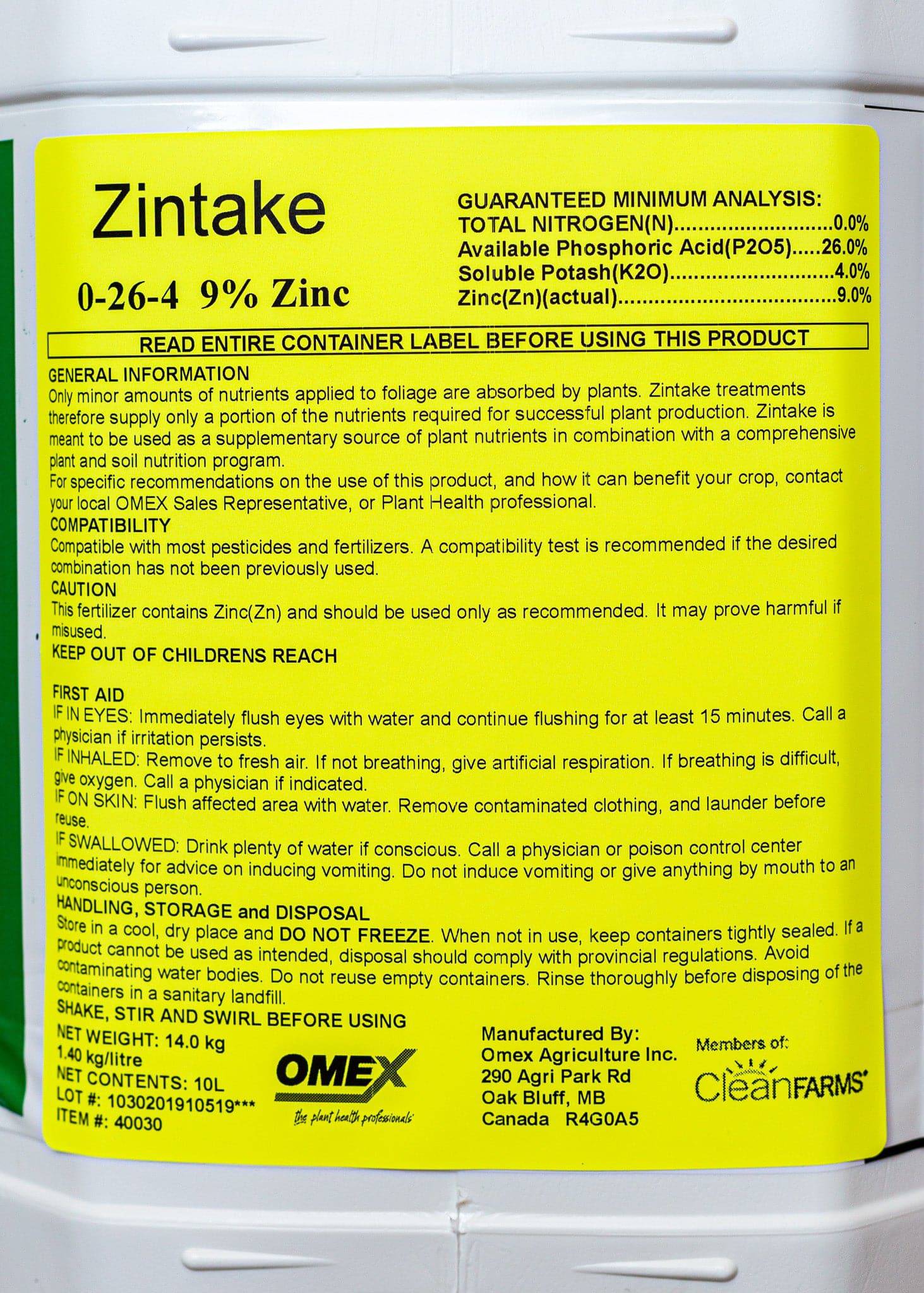 *Zintake 0-26-4 + 9% Zn* - Growforge